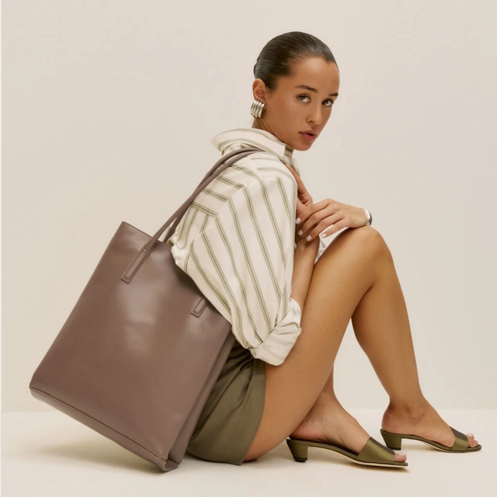 Reformation Taupe Leather Tote - Soft Brown Neutral